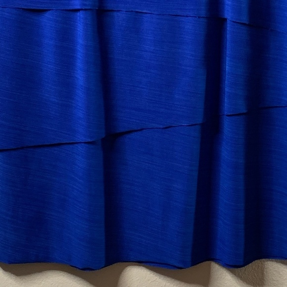 Tahari ASL Dress Size 8 Cobalt Blue Layered Skirt 3/4 Length Sleeves Career - Picture 8 of 11